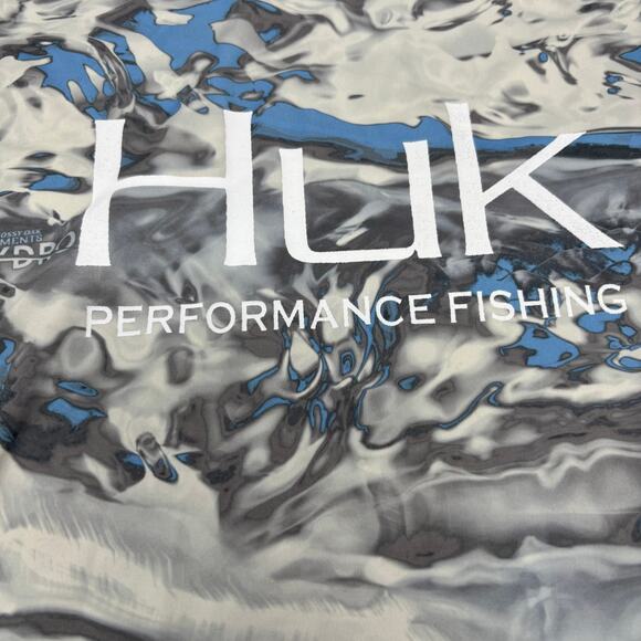 Huk Performance Fishing Mens Medium Gray Blue Vented Hydro Long Sleeve Shirt - Picture 3 of 6